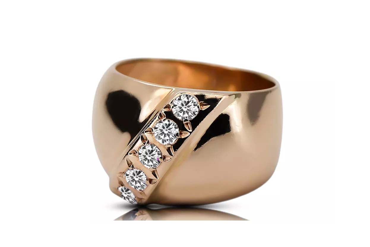 Ring Zircon Original Vintage 14K Rose Gold Vintage vrc036r Ring Zircon Original Vintage 14K Rose Gold Vintage vrc036r